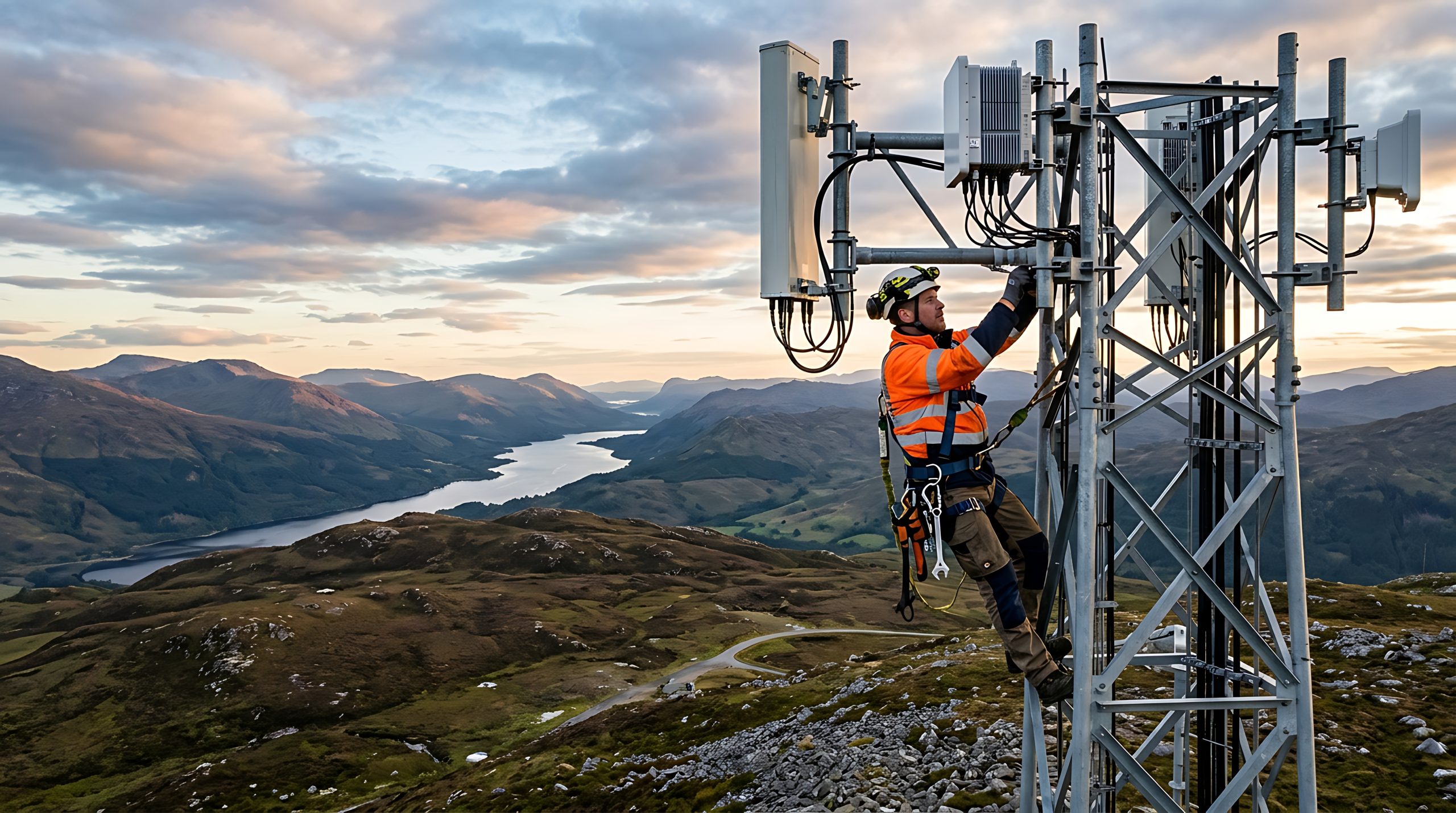remote working on telecom tower
